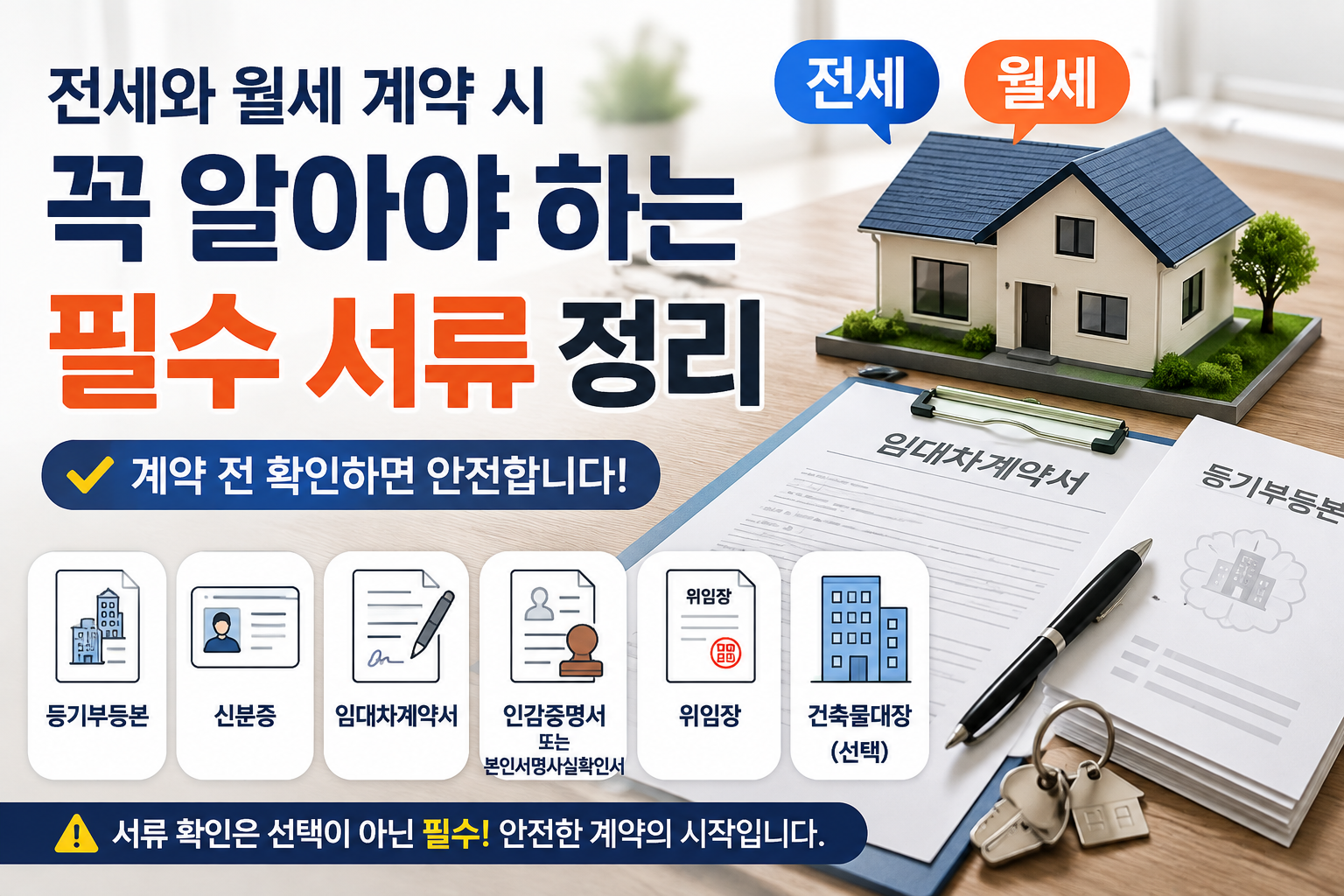 전세와 월세 계약 서류
